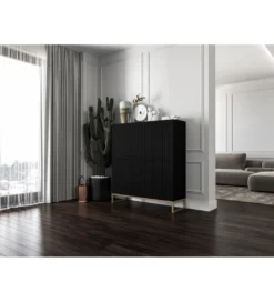 Komoda wysoka ELPIS 112 cm czarna*Polski Design ML Discount