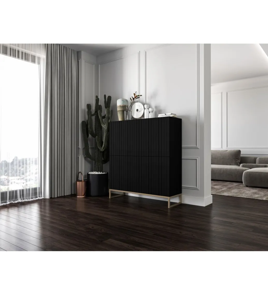 Komoda wysoka ELPIS 112 cm czarna*Polski Design ML Discount