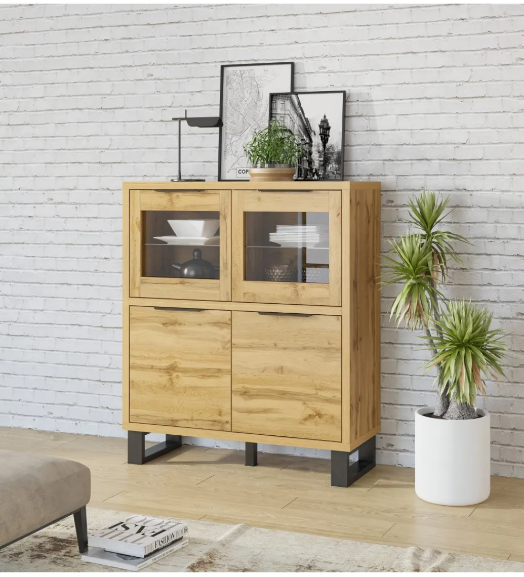 Komoda wysoka Halle 120 cm w optyce dąb wotan*Helvetia Discount