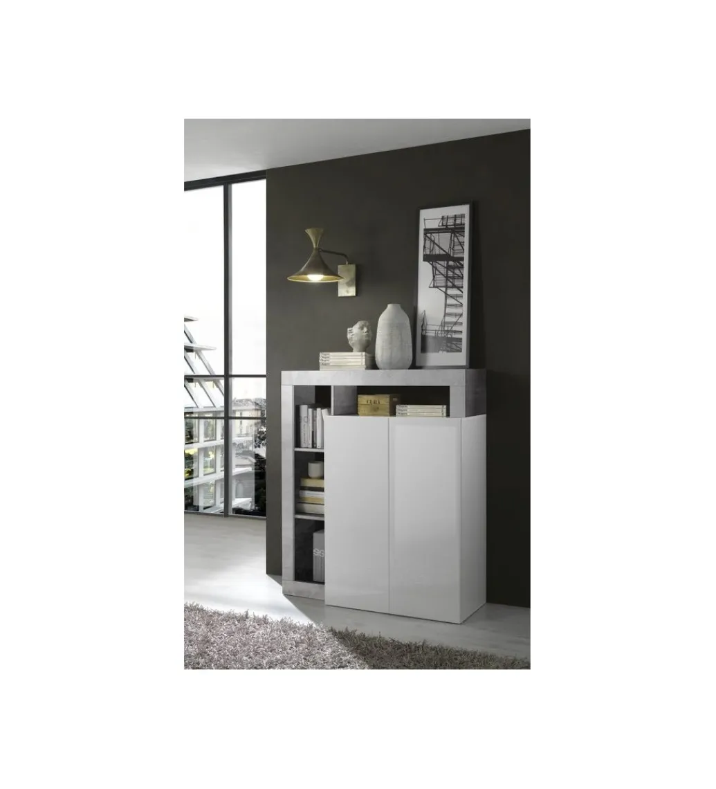 Komoda wysoka HAMBURG 108 cm biała z dodatkiem koloru szarego*MCA Linia Włoska New