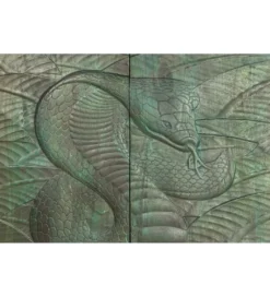 Komoda wysoka HYDRUS Snake 100 cm drewno mango turkusowa Ciemna*Invicta Interior Discount