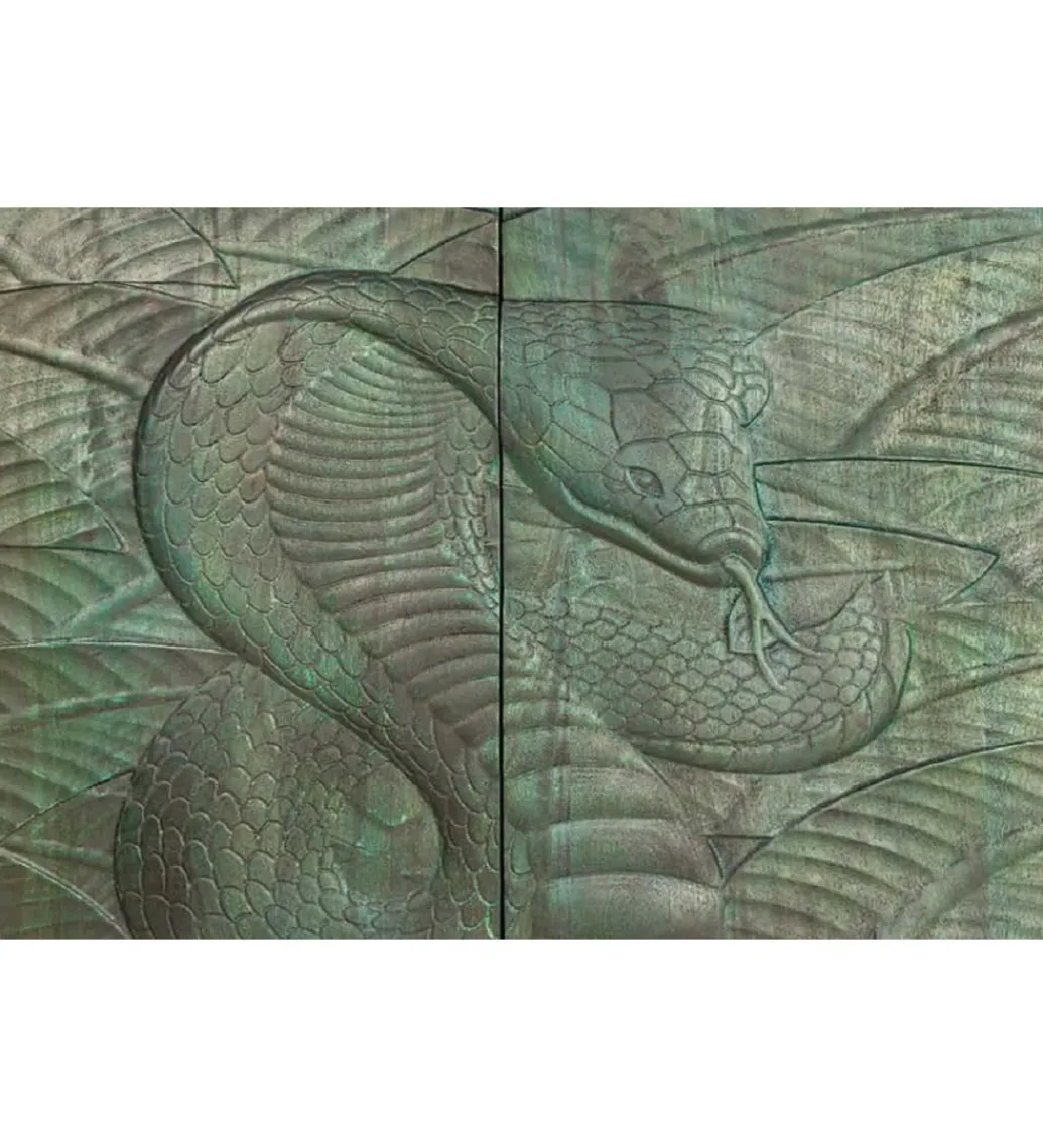 Komoda wysoka HYDRUS Snake 100 cm drewno mango turkusowa Ciemna*Invicta Interior Discount