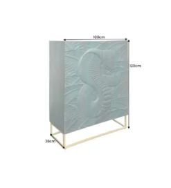 Komoda wysoka HYDRUS Snake 100 cm drewno mango turkusowa Ciemna*Invicta Interior Discount