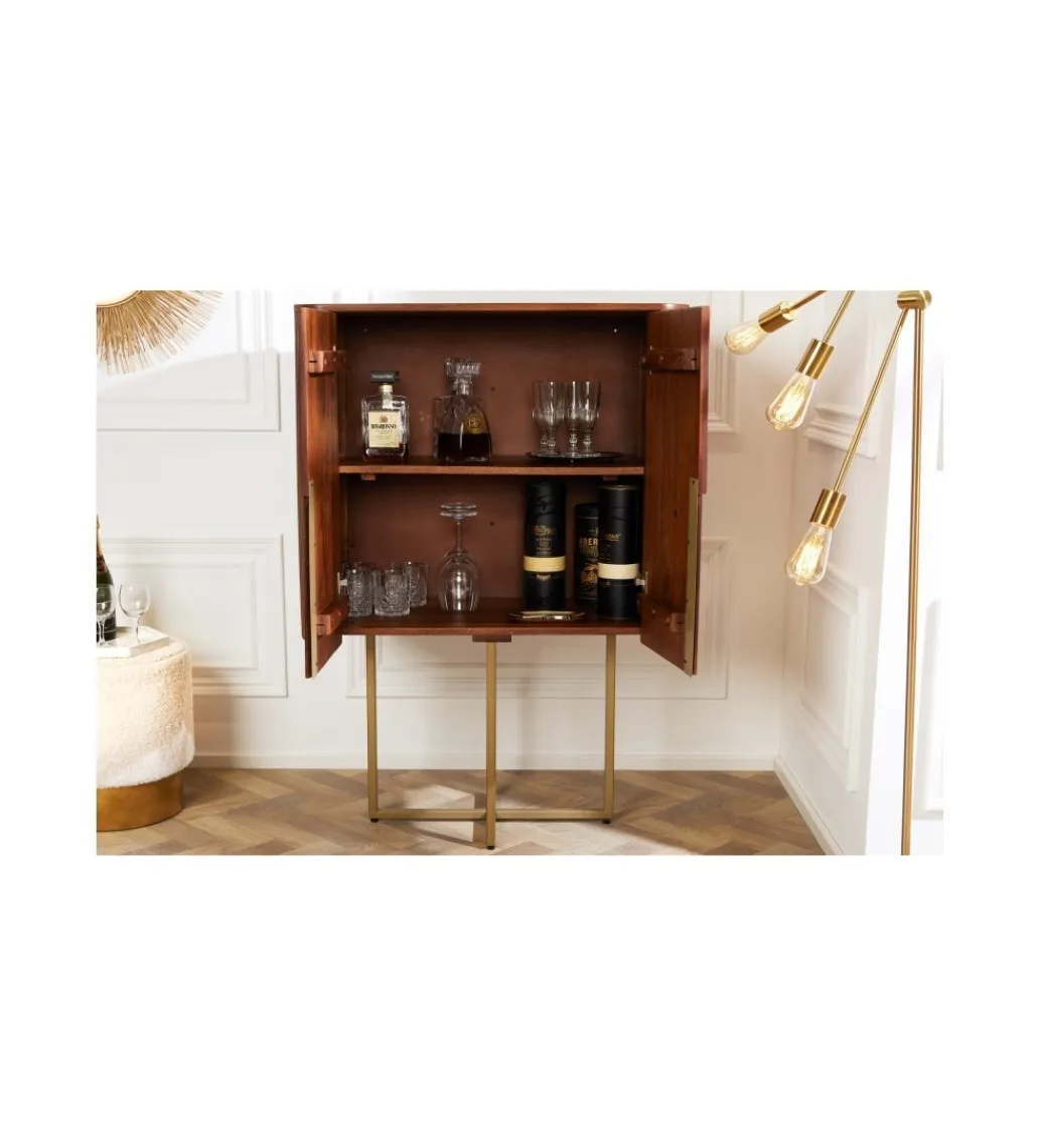 Komoda wysoka NAGOJA 80 cm drewno mango brąz*Invicta Interior - przedsprzedaż Discount