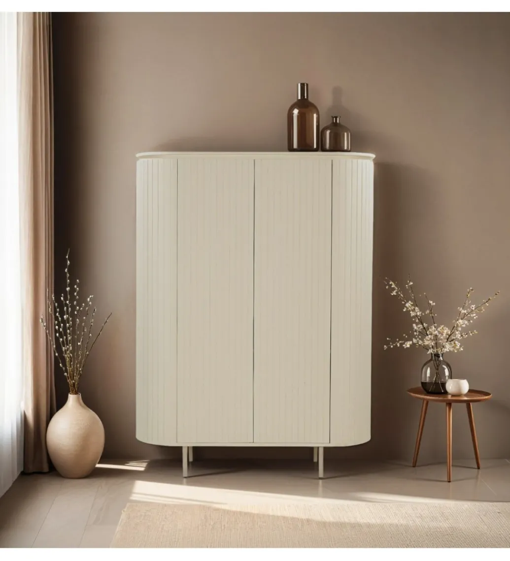 Komoda wysoka PATOU 150 cm jasnobeżowy drewno mango*LF-Design
