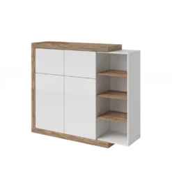 Komoda wysoka SINTRA 150cm biała z dodatkiem koloru Dąb Samdal*Helvetia Clearance