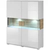 Komoda wysoka TOLEDO 122 cm biała z dodatkiem koloru dąb san remo*Helvetia Sale