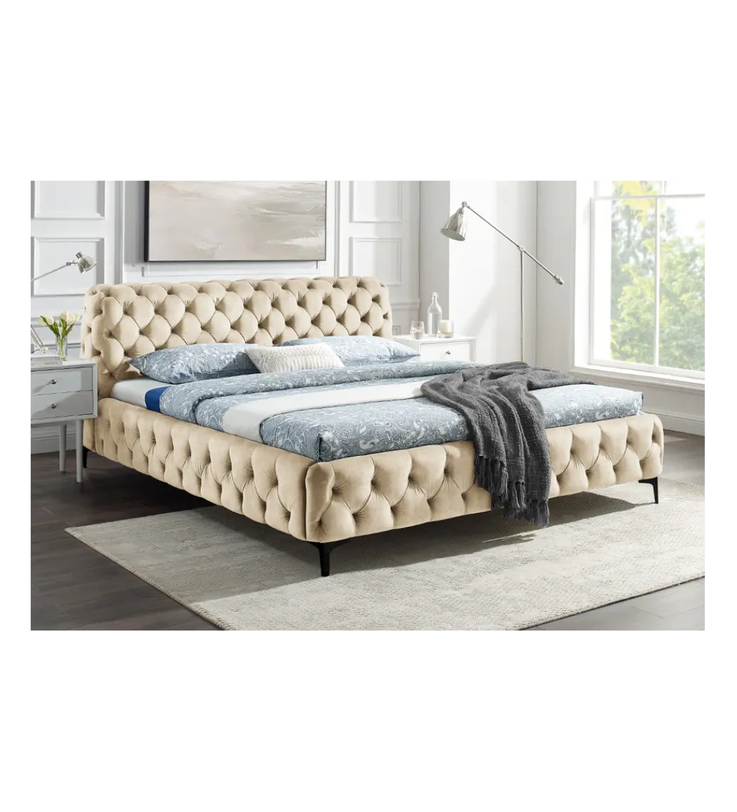 Łóżko MODERN BAROCK 180 x 200 cm welwet champagne*Invicta Interior - przedsprzedaż Sale