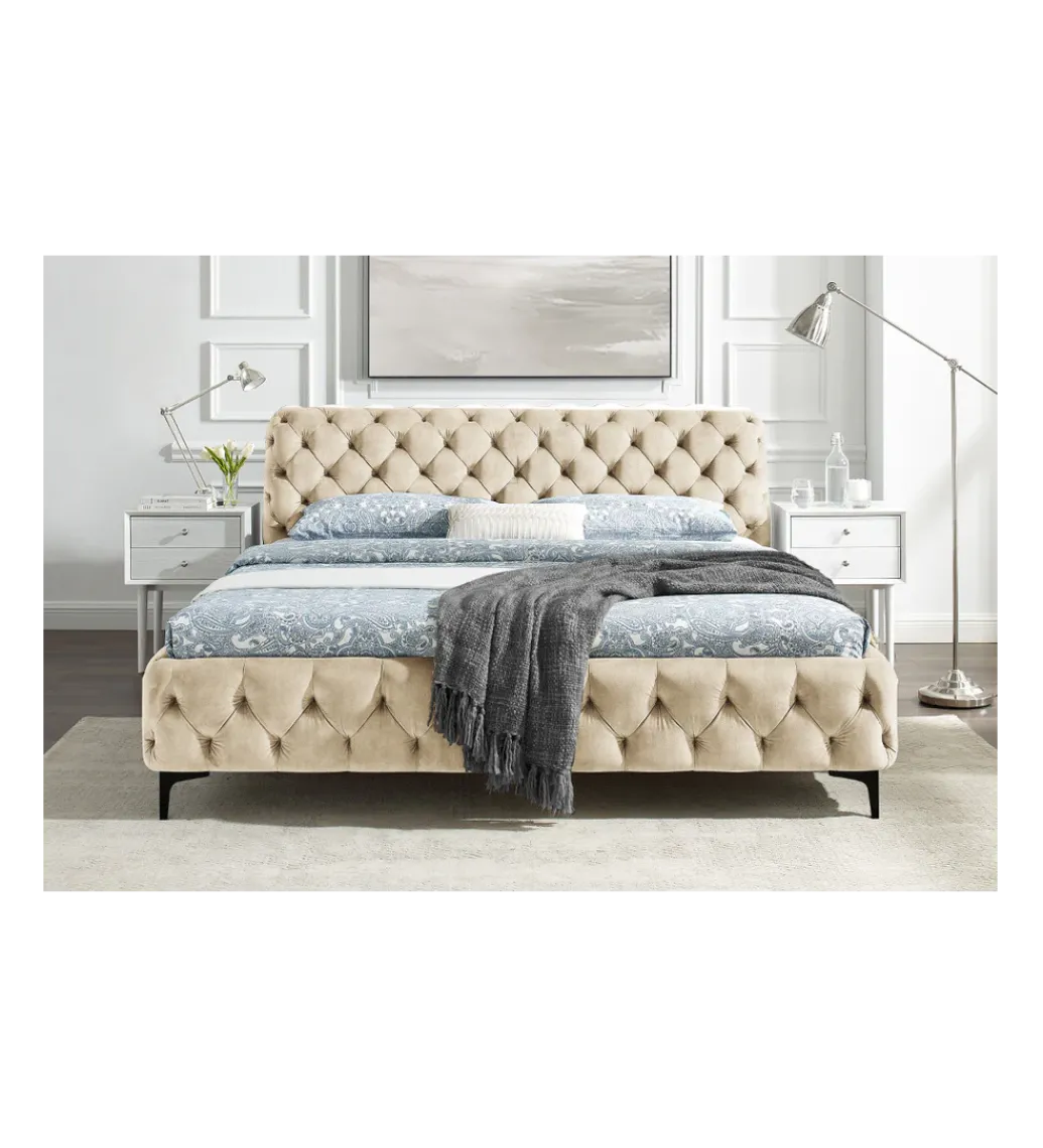 Łóżko MODERN BAROCK 180 x 200 cm welwet champagne*Invicta Interior - przedsprzedaż Sale