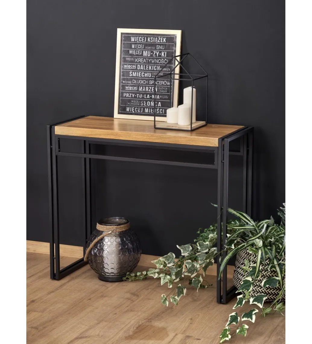 Konsola BOLIVAR 90 cm w kolorze dąb złoty*Halmar