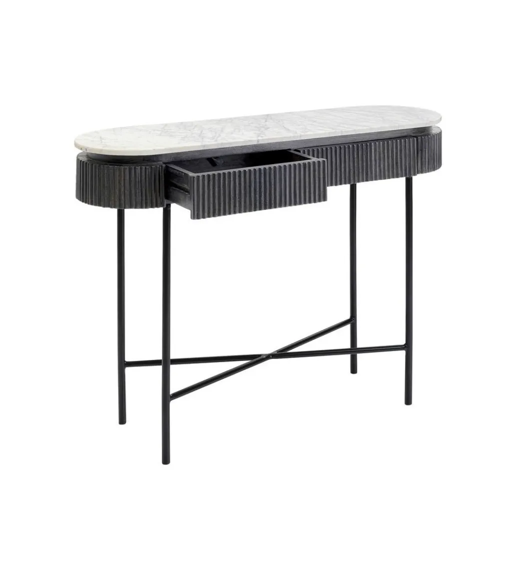 Konsola Glenn 100 cm z jasnym marmurowym blatem*KARE Outlet