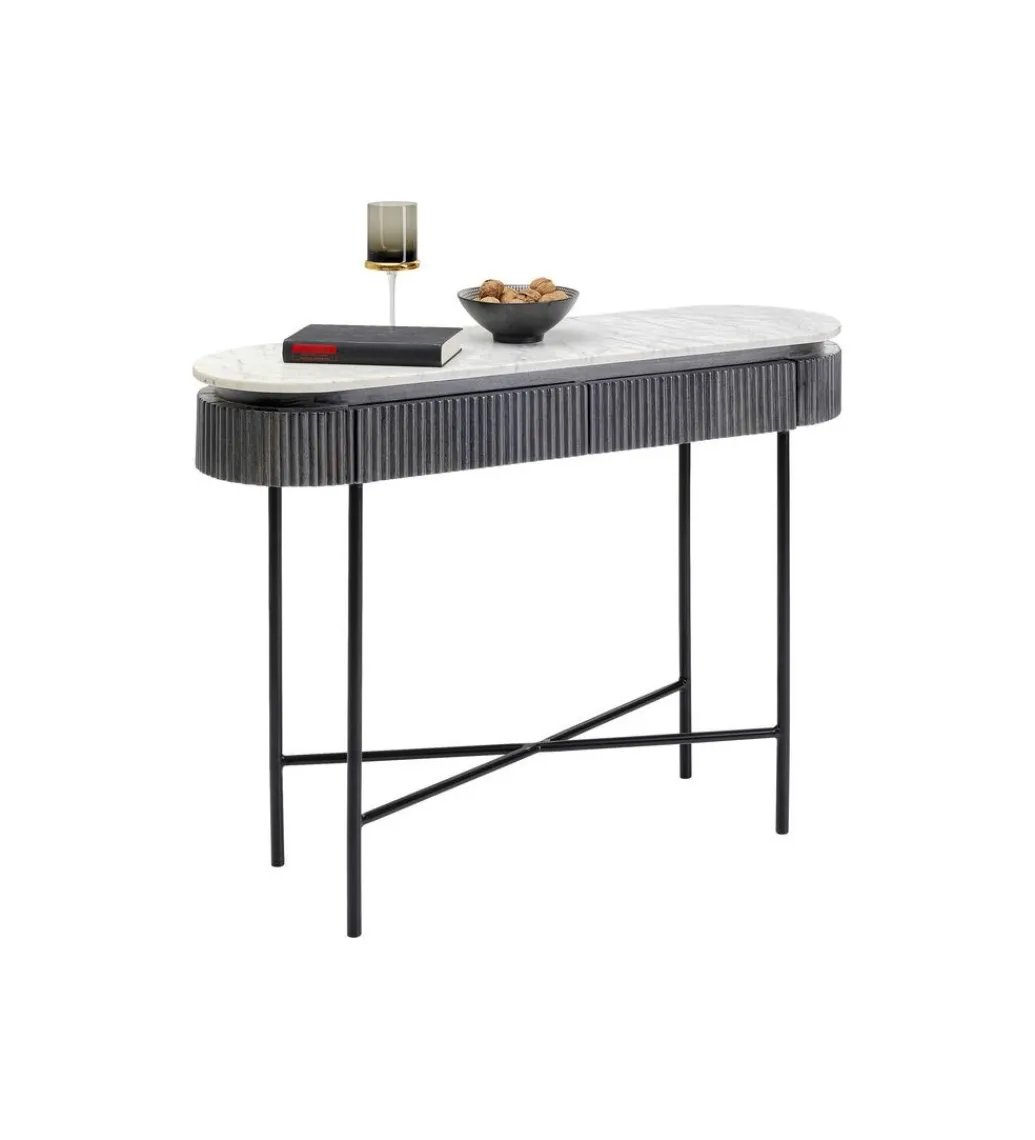 Konsola Glenn 100 cm z jasnym marmurowym blatem*KARE Outlet
