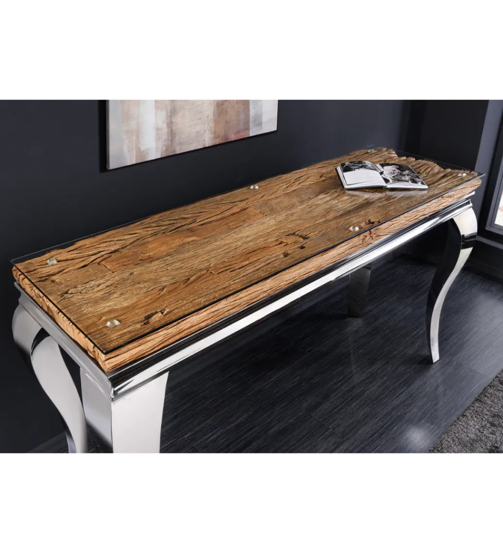 Konsola MODERN BAROCK BARRACUDA 140 cm chromowany szklany blat BEZ blatu tekowego*Invicta Interior Sale