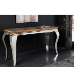 Konsola MODERN BAROCK BARRACUDA 140 cm chromowany szklany blat BEZ blatu tekowego*Invicta Interior Sale