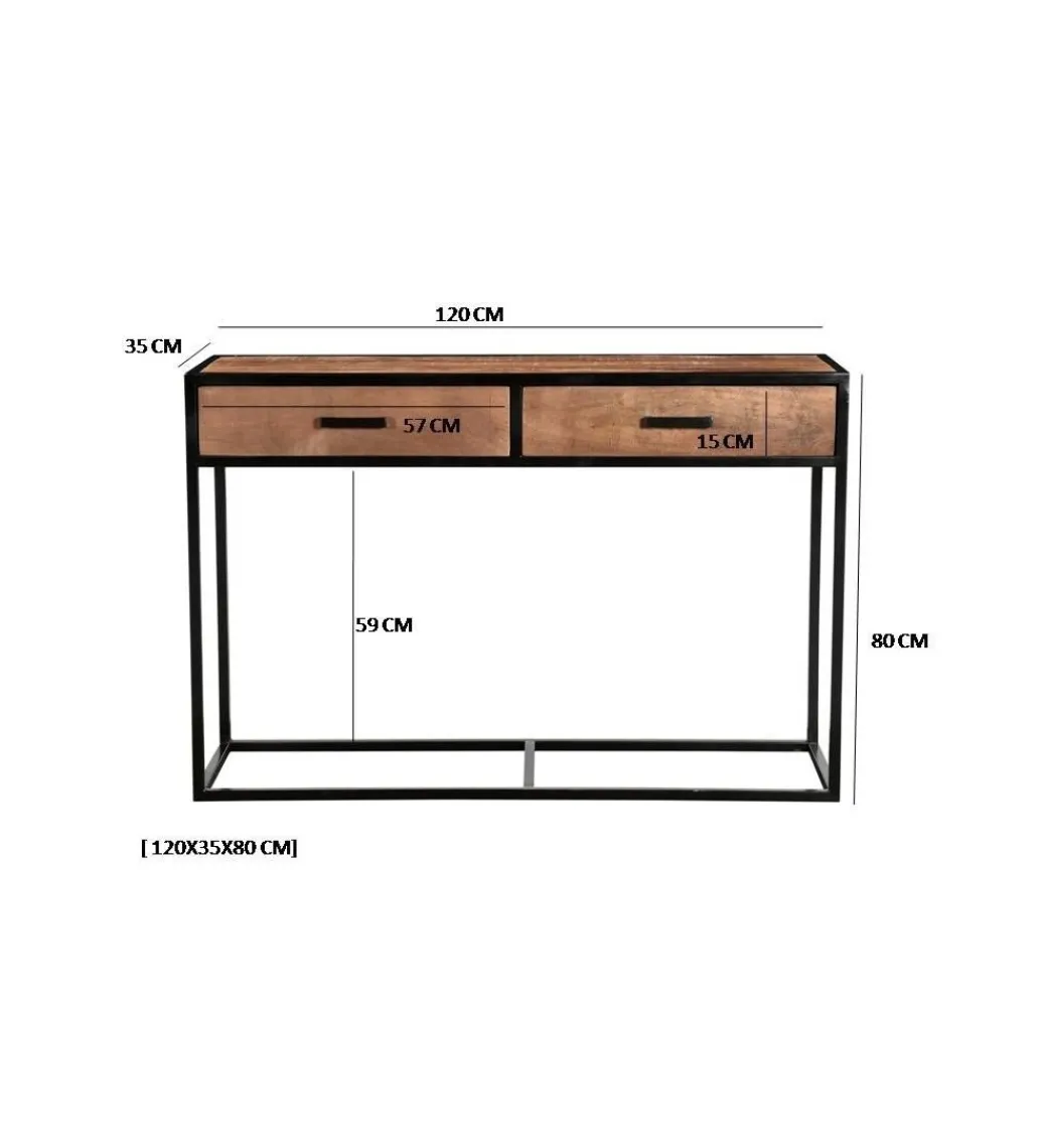 Konsola STUDY 120 cm drewno mango*LF-Design Online