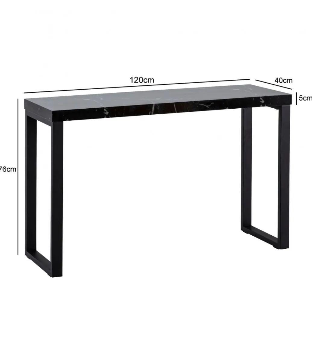 Konsola TOMLA 120 cm w optyce czarnego marmuru*WOHNLING, GERMANY Discount