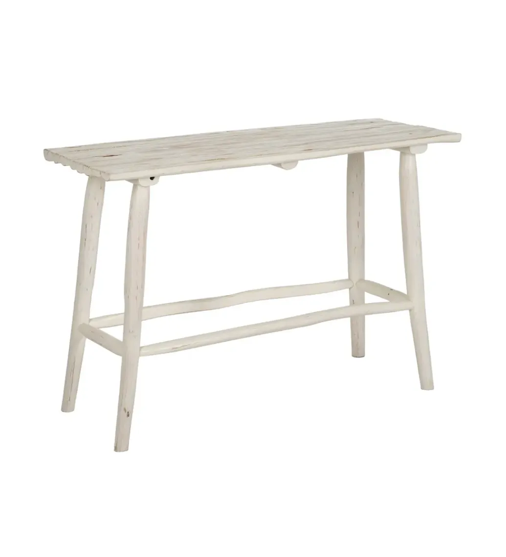 Konsola WORNYM 120 cm drewno teak biała przecierana*Zona-Design