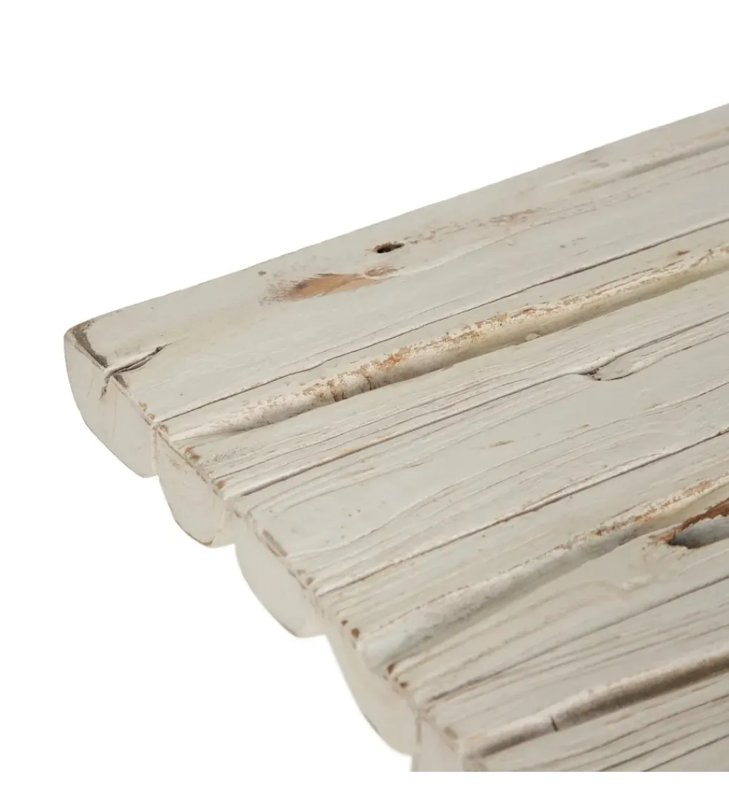 Konsola WORNYM 120 cm drewno teak biała przecierana*Zona-Design