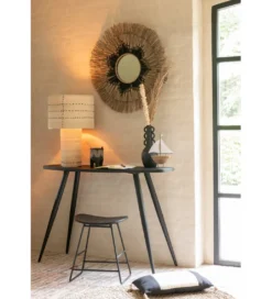 Konsola ZAMBIA 120 cm drewno teak czarna*J-Line New