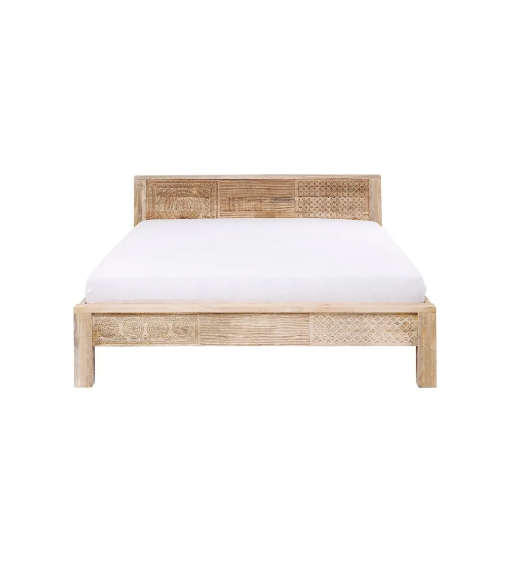 Łóżko PURO 180 x 200 cm drewno mango wysokie naturalne*KARE Outlet