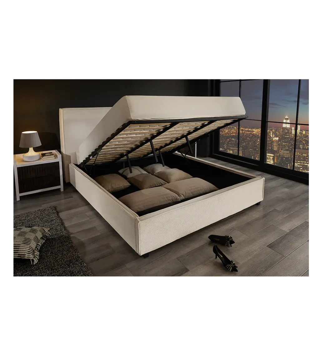Łóżko ROCCO 180 x 200 cm beżowy z pojemnikiem*Invicta Interior Best