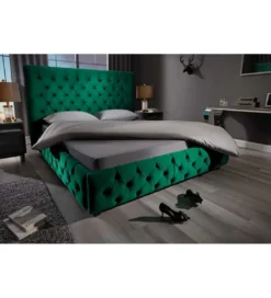 Łóżko tapicerowane PARIS CHESTERFIELD 180 cm x 200 cm ciemnyzielony velvet*Invicta Interior Hot