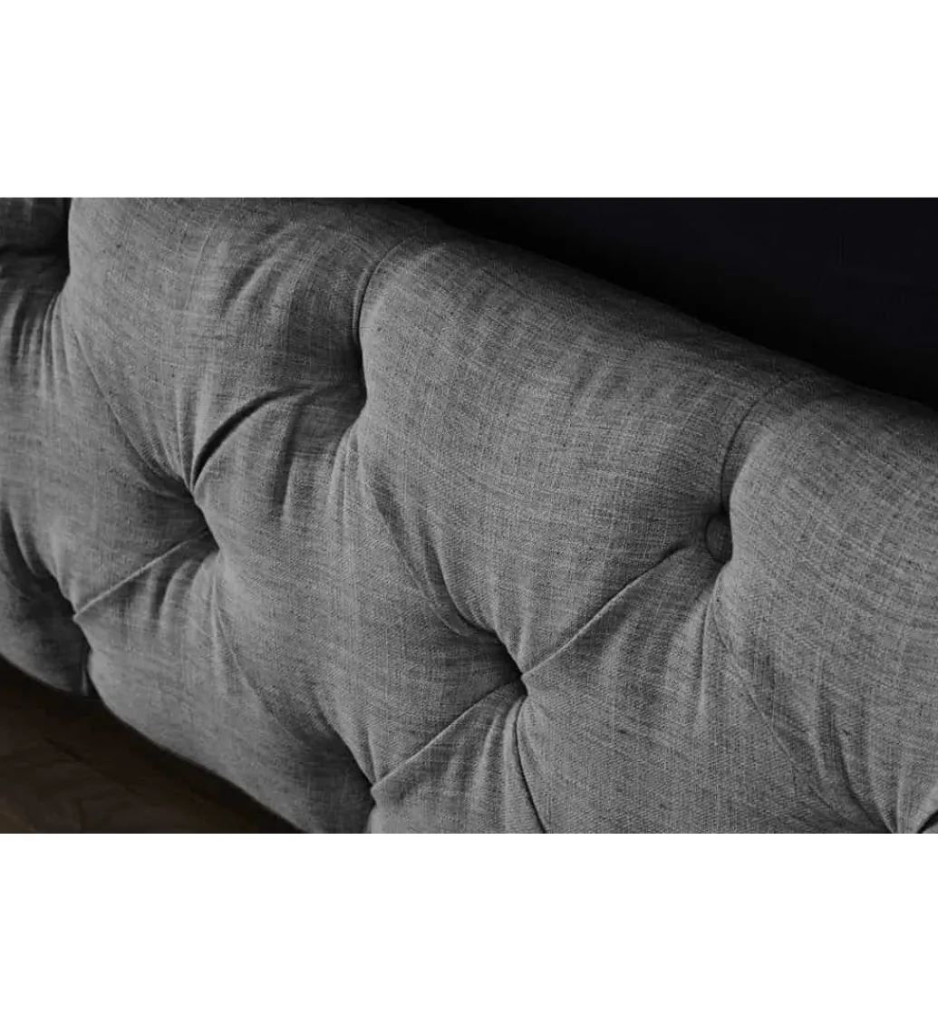 Łóżko tapicerowane PARIS CHESTERFIELD 180 cm x 200 cm Szare lniane*Invicta Interior New