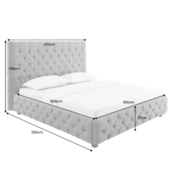 Łóżko tapicerowane PARIS CHESTERFIELD 180 cm x 200 cm Szare lniane*Invicta Interior New