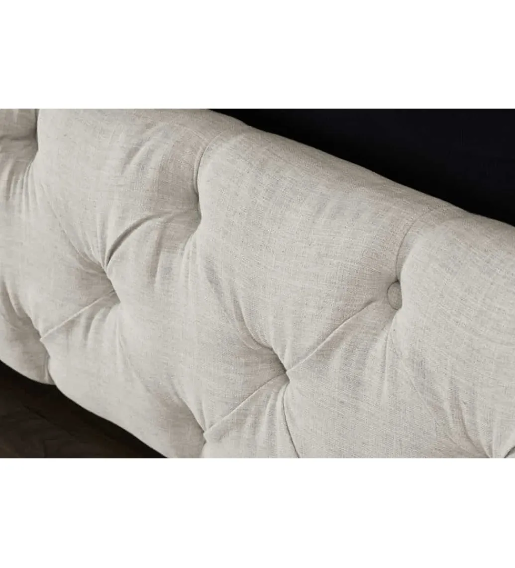 Łóżko tapicerowane PARIS CHESTERFIELD 180 cm x 200 cm beżowe lniane*Invicta Interior Hot