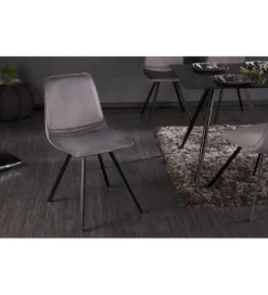 Krzesło Amsterdam ciemnoszare aksamit*Invicta Interior Best