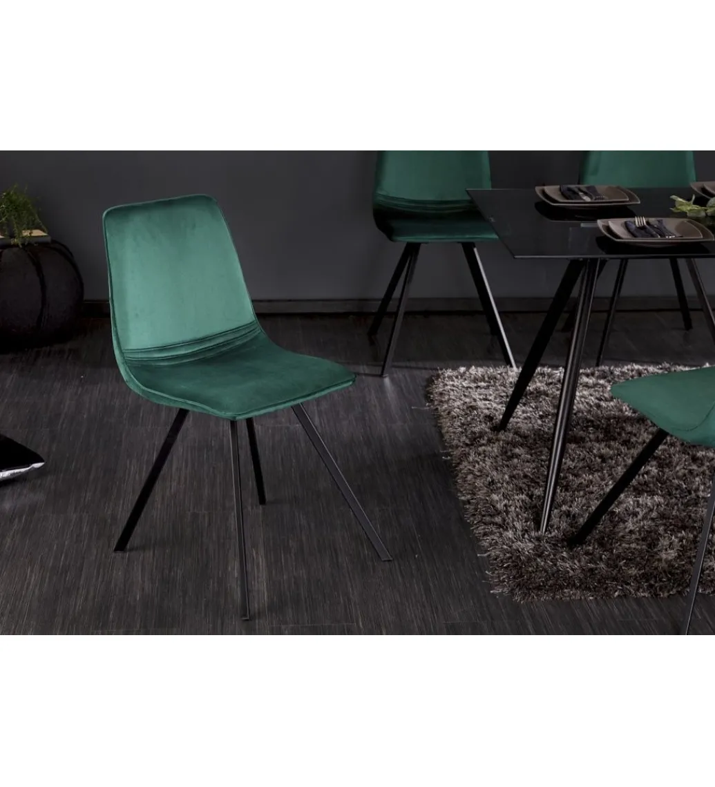 Krzesło Amsterdam szmaragdowo zielone aksamit*Invicta Interior New