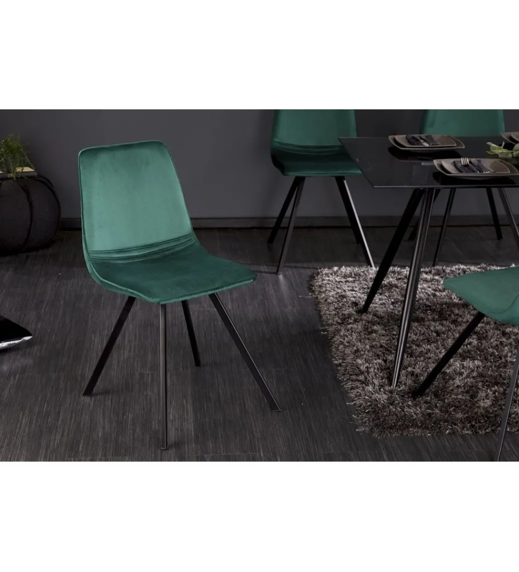 Krzesło Amsterdam szmaragdowo zielone aksamit*Invicta Interior New