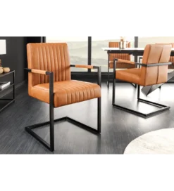Krzesło BIG ASTON skórzane brązowe czarne nogi*Invicta Interior Discount