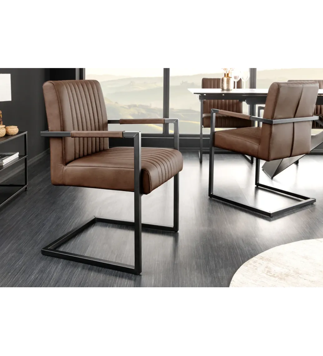 Krzesło BIG ASTON skórzane ciemnobrązowe*Invicta Interior Outlet