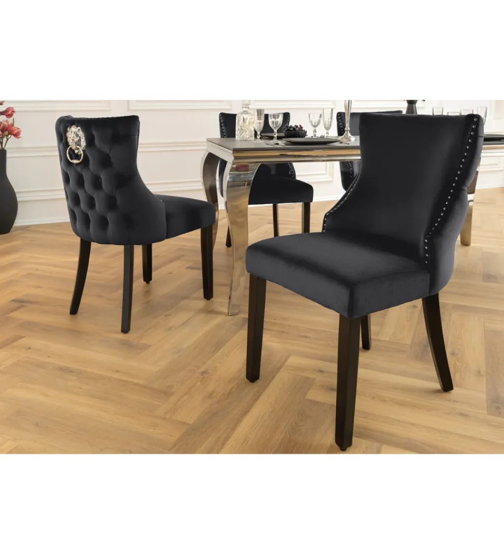 Krzesło CASTLE DELUXE welur czarny*Invicta Interior Discount