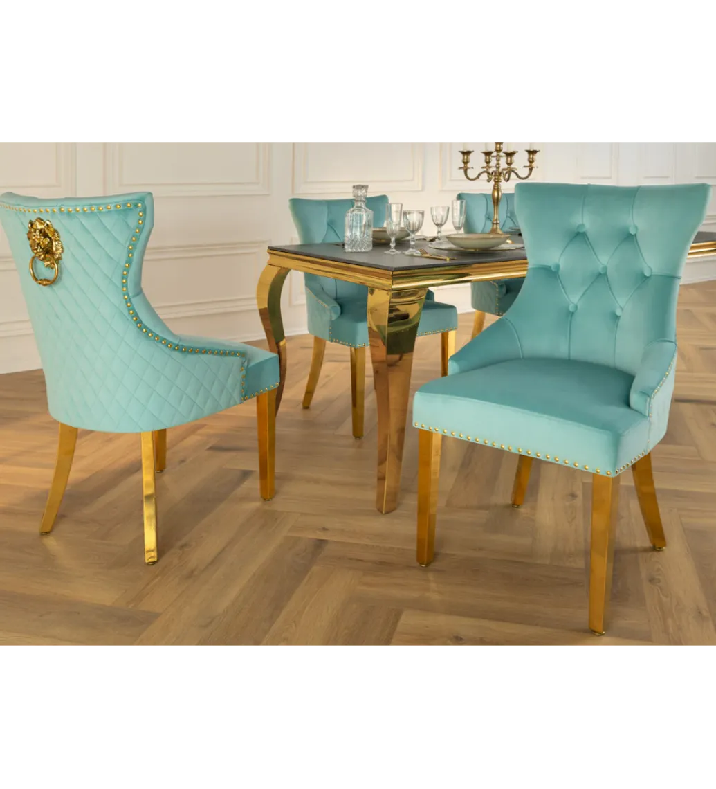 Krzesło CASTLE DELUXE welur jasnoniebieskie*Invicta Interior