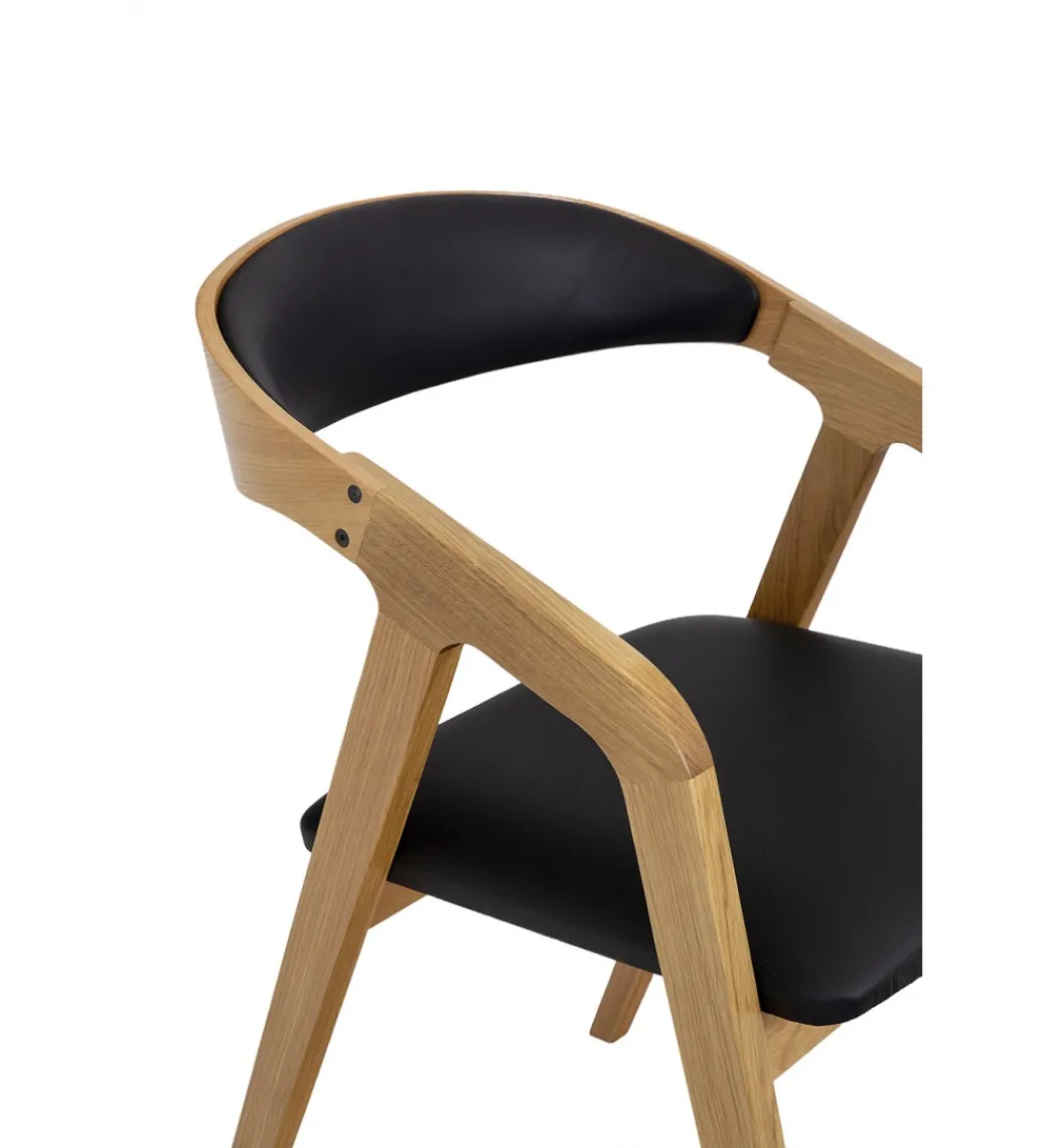 Krzesło dębowe LORIN z podłokietnikami skóra*POLSKI DESIGN Outlet