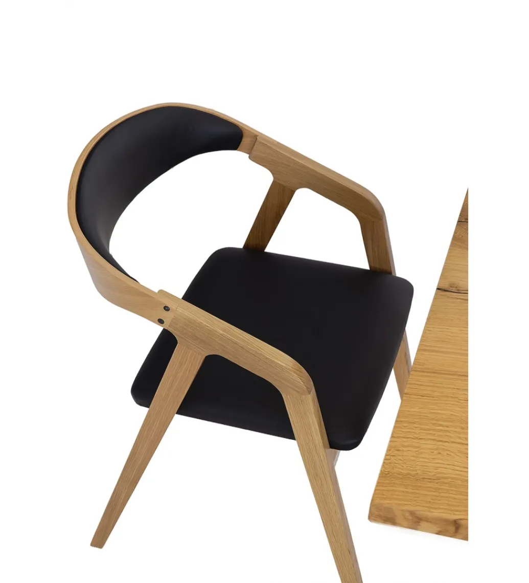 Krzesło dębowe LORIN z podłokietnikami skóra*POLSKI DESIGN Outlet