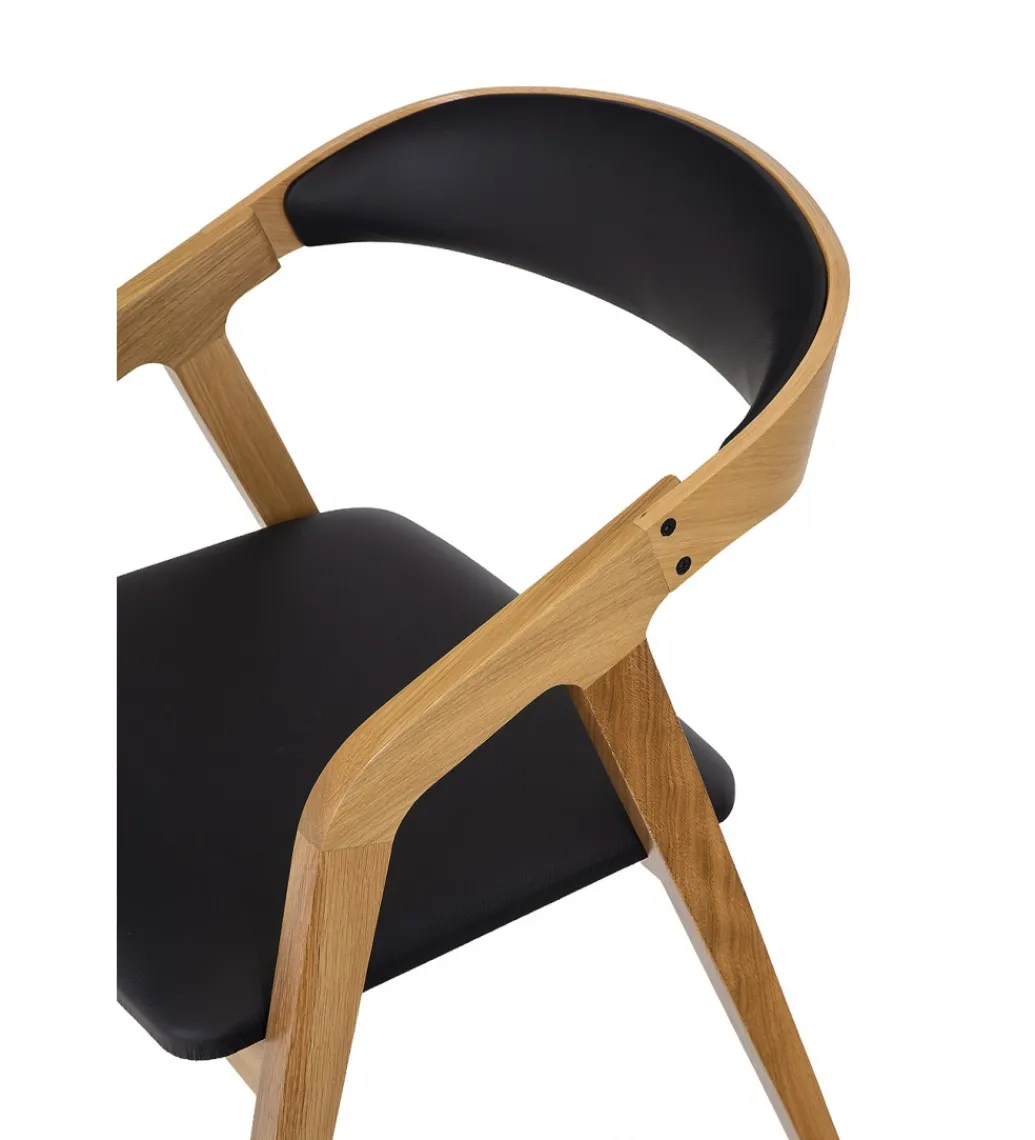 Krzesło dębowe LORIN z podłokietnikami skóra*POLSKI DESIGN Outlet
