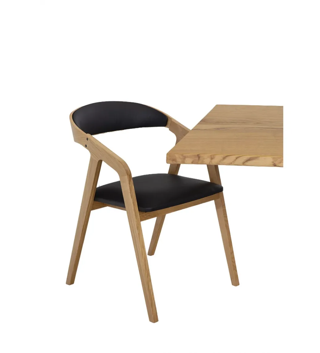 Krzesło dębowe LORIN z podłokietnikami skóra*POLSKI DESIGN Outlet