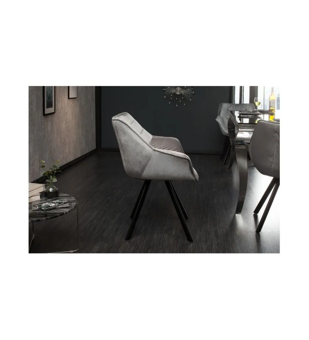 Krzesło designerskie The Dutch Comfort aksamitny szary*Invicta Interior Online