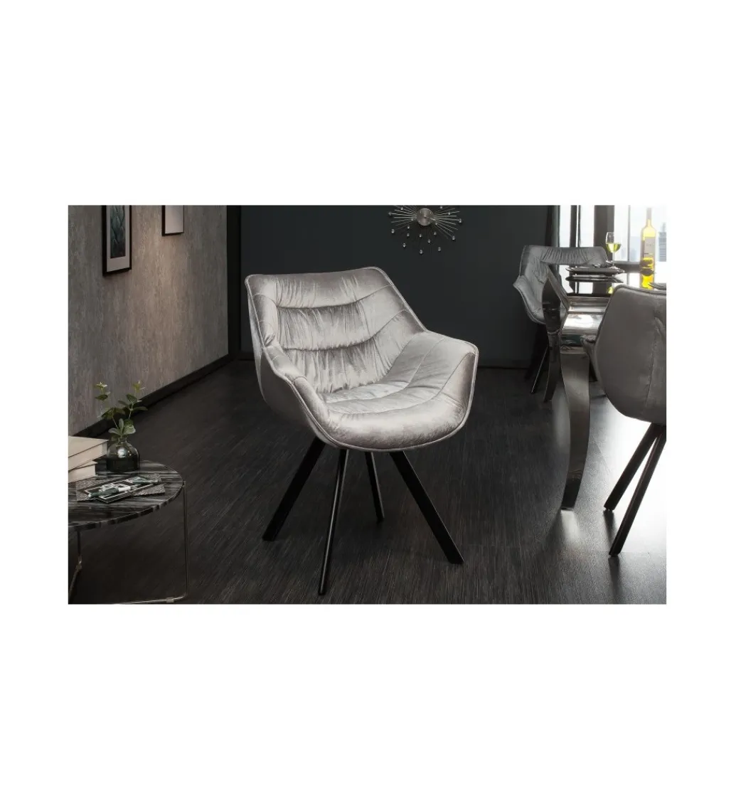 Krzesło designerskie The Dutch Comfort aksamitny szary*Invicta Interior Online