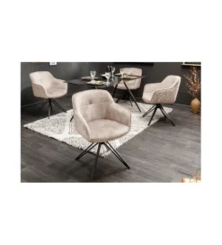 Krzesło Edmonton obrotowe 180 stopni greige velvet*Invicta Interior Sale