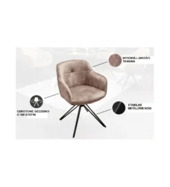 Krzesło Edmonton obrotowe 180 stopni greige velvet*Invicta Interior Sale