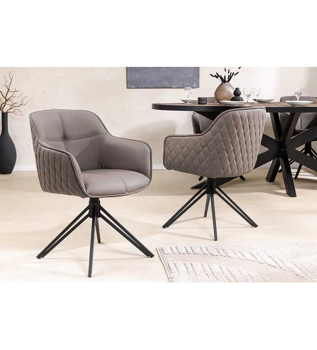Krzesło Edmonton obrotowe 180 stopni Taupe*Invicta Interior Outlet