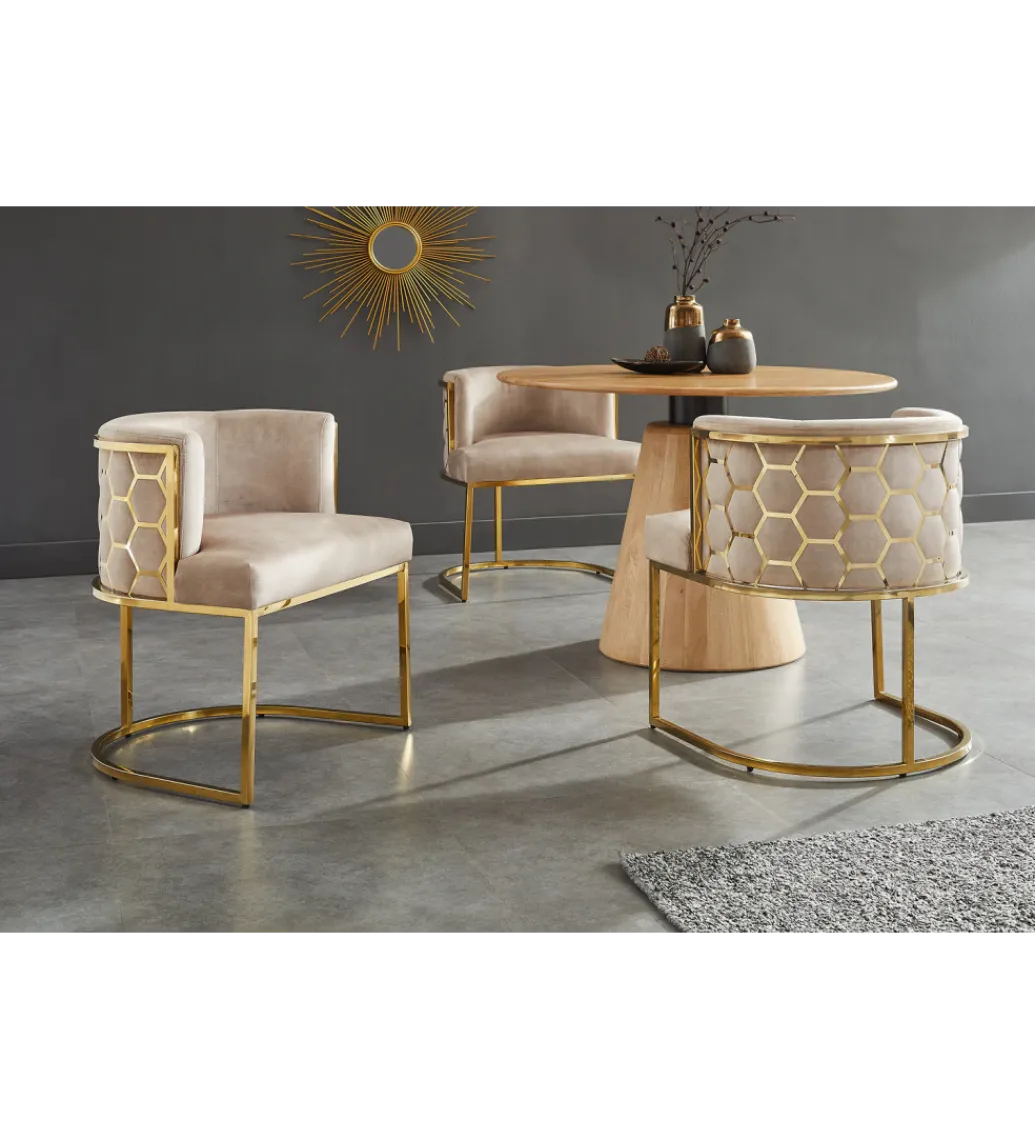 Krzesło ELEGANCE welwet beżowy złote nogi*Invicta Interior - przedsprzedaż Hot