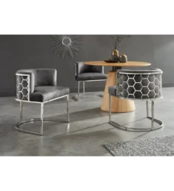 Krzesło ELEGANCE welwet szary srebrne nogi*Invicta Interior - przedsprzedaż Online