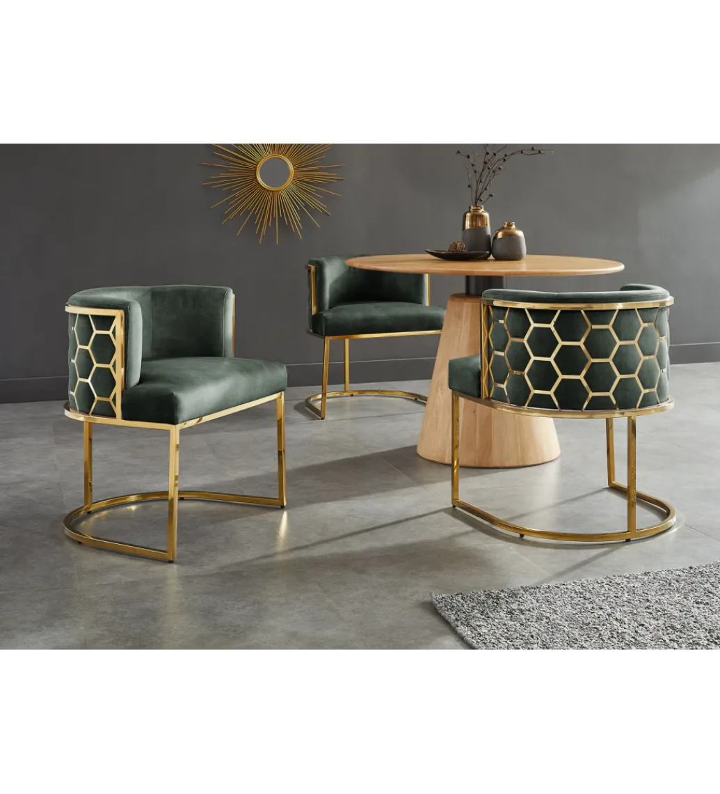 Krzesło ELEGANCE welwet zielony złote nogi*Invicta Interior Discount