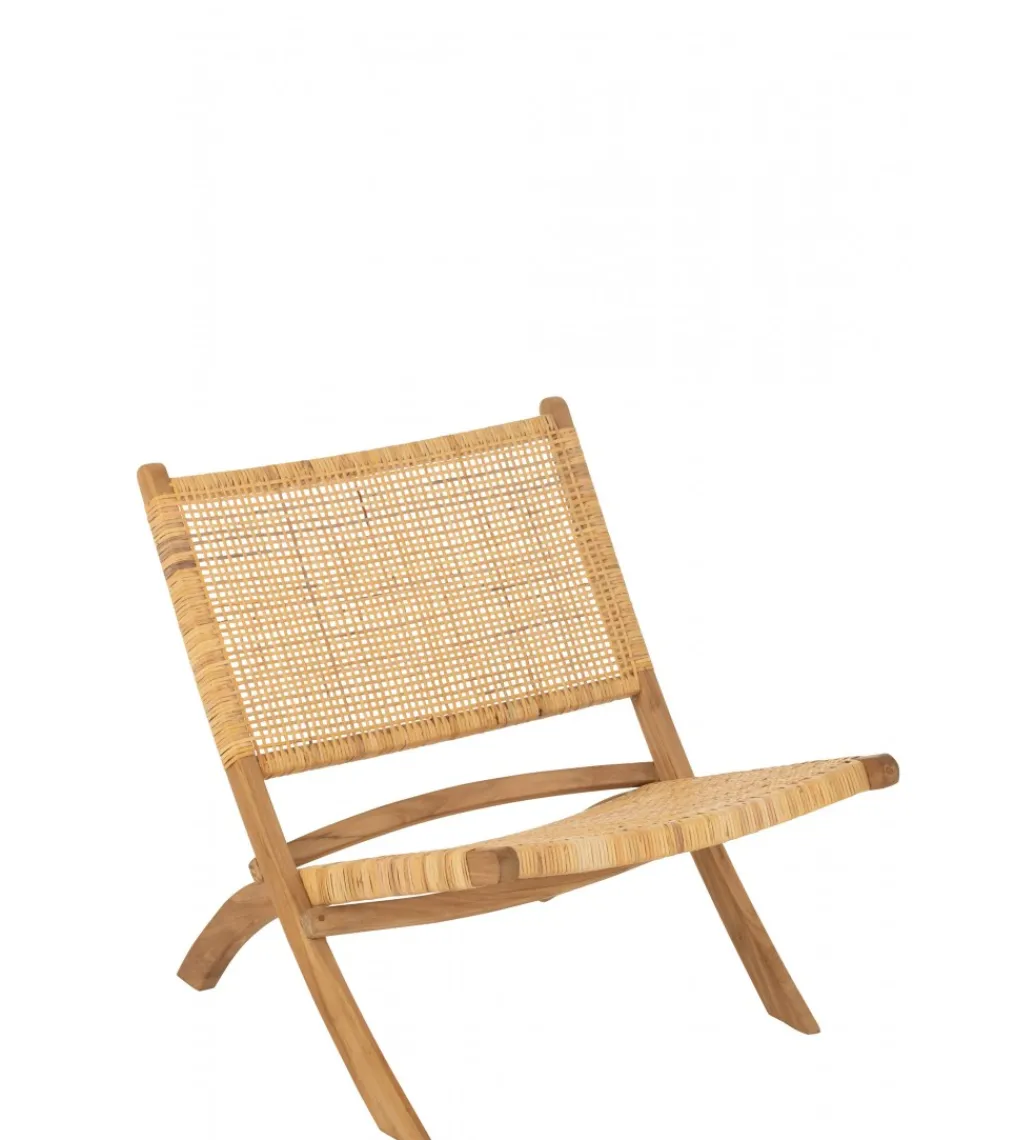 Krzesło FOLDE 78 cm drewno teak rattan*J-Line Discount
