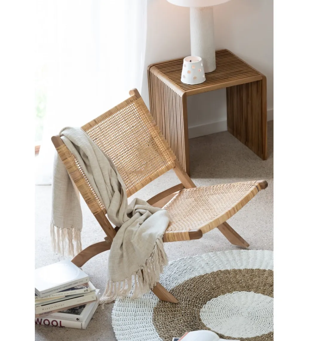 Krzesło FOLDE 78 cm drewno teak rattan*J-Line Discount